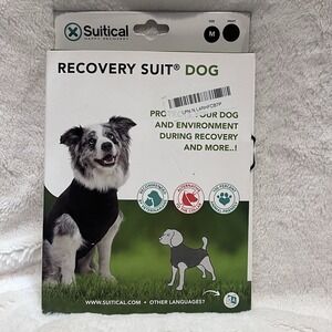 Dog‎ Recovery Suit Stretch Fit Breathable Lightweight Suitical Black Medium NEW